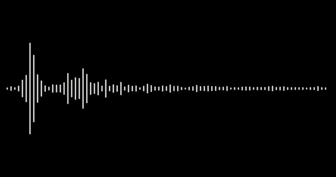 4k black and white video footage of audio visualizer on black background. Black and white music equalizer on dark background.  Formats UHD, HD, 1080p 4K..