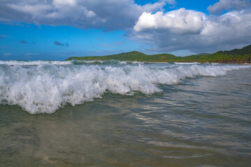 Beautiful beach with a big wave in the Philippines