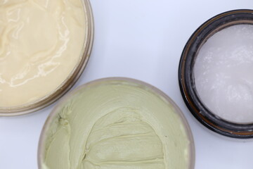 texture of creams on white background