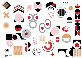 Vector geometric trendy set. Set of universal geometric shapes and forms for your design. Bauhaus style.