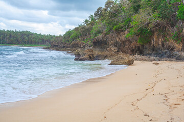 Beautiful beach in the Philippines with blue sky and clouds