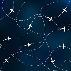 Plane and track icon on a sky background