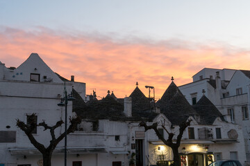 Alberobello, town in Italy’s Apulia region famous for its trulli, whitewashed stone huts with...