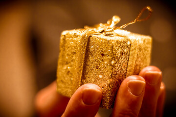 Man's Hand  Giving Golden Gift