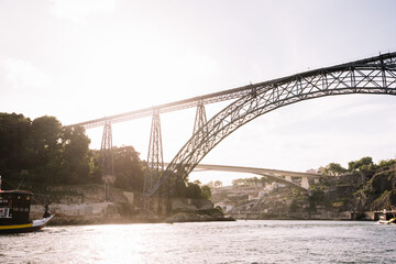 Beautiful view on sunny Porto from the river douro 