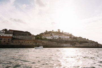 Beautiful view on sunny Porto from the river douro 