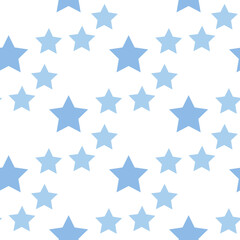 Seamless pattern with light blue stars on white background for fabric, textile, clothes, tablecloth and other things. Vector image.