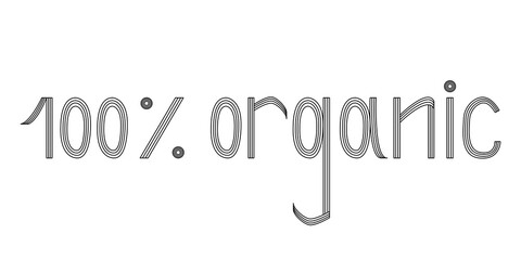 100% organic lettering isolated on white background. Quality mark. Element for your design