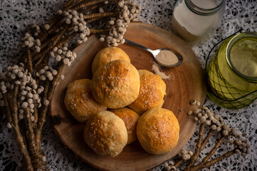 Studio shot of spongy buns