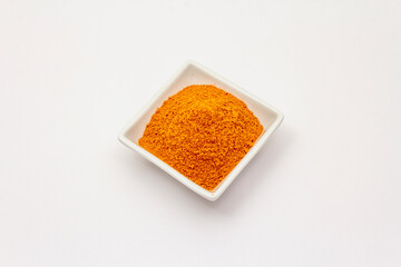 Hungarian hot paprika powder isolated on white background
