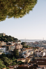 Obraz premium Lisbon/Portugal-07.17.2019: Beautiful breathtaking view on lisbon during the summer sunset 