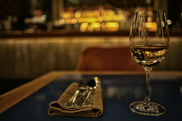 abstract background, restaurant concept blurred background evening food fork, knife, cutlery, table setting