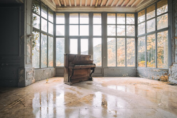 vieux piano abandonné