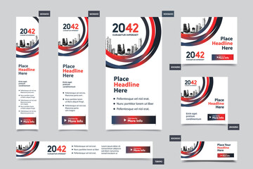 City Background Corporate Web Banner Template in multiple sizes. Easy to adapt to Brochure, Annual Report, Magazine, Poster, Corporate Advertising media, Flyer, Website.