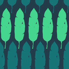 Trendy Tropical Vector Seamless Pattern. Banana Leaves Feather Monstera Dandelion Tropical Seamless Pattern. 