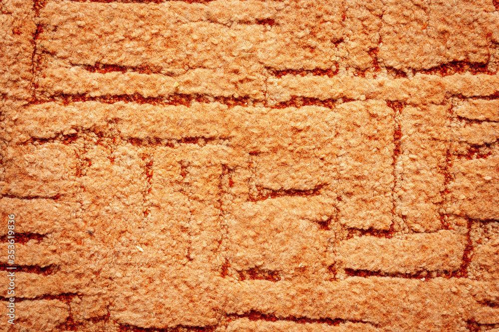 Poster orange towel carpet for texture background. texture of a orange carpet with a large naps...
