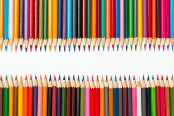 Obraz premium Many colorful pencils for children are brought together.