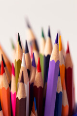 Fototapeta premium Many colorful pencils for children are brought together.