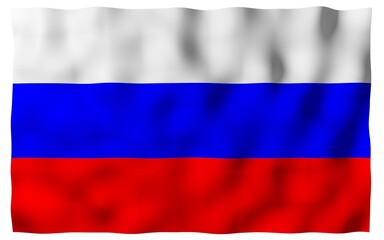 Waving flag of the Russian Federation. The National. State symbol of the Russia. 3D illustration