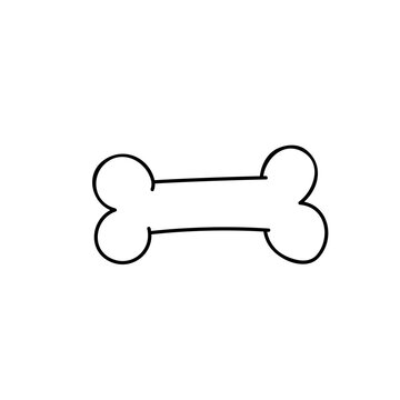 Cute bone for a dog. Vector doodle hand drawn illustration on white background.