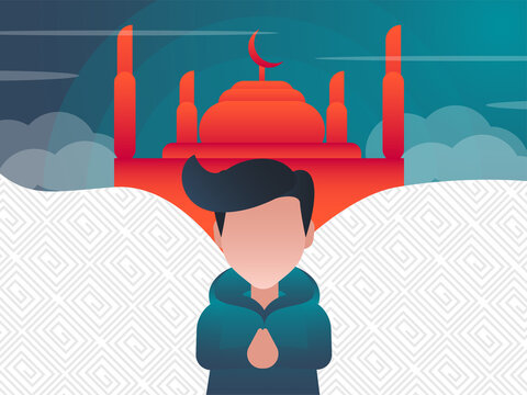 eid mubaraq muslim people mosquee vector stock illustration
