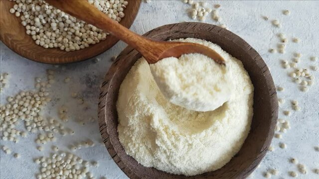 Raw white sorghum flour top view