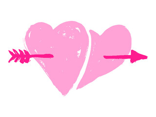 Two hearts pierced with arrow sketch icon for web, mobile and infographics. Hand drawn vector isolated icon.