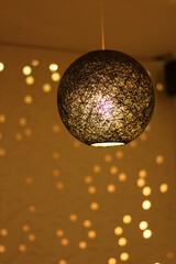 disco ball lamp on the ceiling at cafe in davangere india