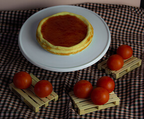 the cheesecake with mermalade tomatoe