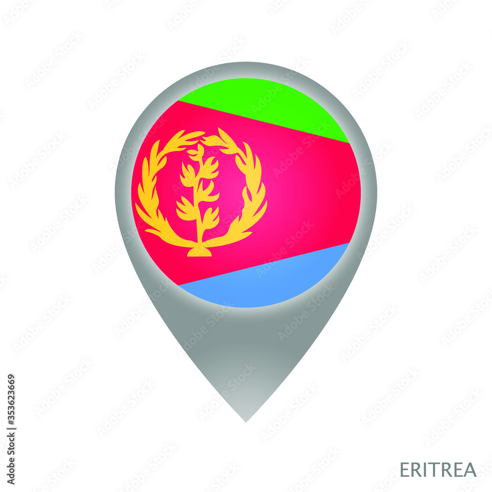 Wall mural map pointer with flag of eritrea. colorful pointer icon for map. vector illustration. - Wall murals