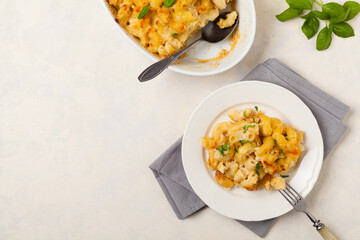 Traditional North American dish. Baked pasta with cheese.