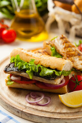 Traditional Turkish sandwich with a scorched mackerel