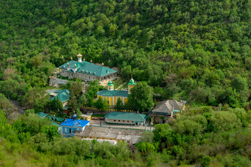 Aerial view of the Saharna Monastery (Manastirea Saharna) in spring, Moldova