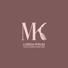 Letter M and K feminine logo