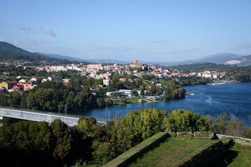 Fototapeta na wymiar Views of Tuy and the Miño river from Valença do minho, Portugal, Europe.