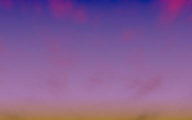 Cumulus pink clouds in the purple sky at sunset. Abstract group of clouds in the evening. 3D illustration