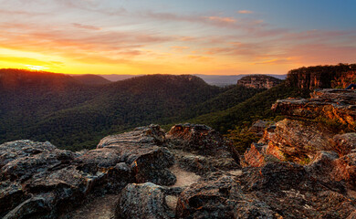 Fototapeta na wymiar Rocky mountain sunset at Mount Victoria Australia