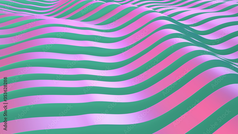 Poster abstract parametric lava. neon or color foil. wave lines background. modern trend color surface. fut
