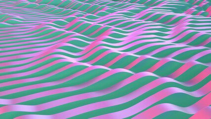 Abstract parametric lava. Neon or color foil. Wave lines background. Modern trend color surface. Futuristic landscape.