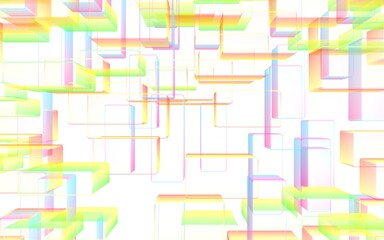 Colorful abstract digital and technology background. The pattern with repeating rectangles. 3D illustration