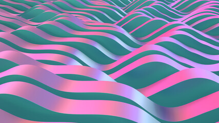 Abstract parametric lava. Neon or color foil. Wave lines background. Modern trend color surface. Futuristic landscape.