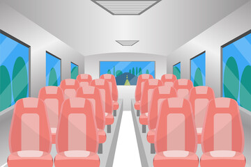 Inside bus design. Passenger bus seats, Bus vector.