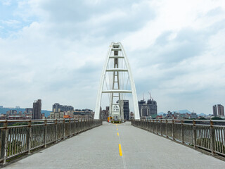 Crescent Bridge at mid-morning . A Tourism Attraction in New Taipei,Taiwan
