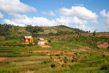 Fototapeta na wymiar The homes of locals on the island of Madagascar