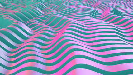 Abstract parametric lava. Neon or color foil. Wave lines background. Modern trend color surface. Futuristic landscape.