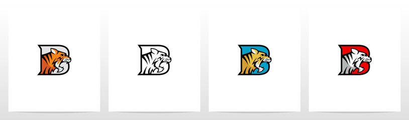 Tiger On Letter Logo Design B