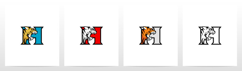 Tiger On Letter Logo Design H