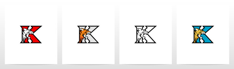 Tiger On Letter Logo Design K