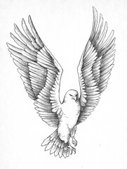 contour and tone of a flying eagle graphic illustration