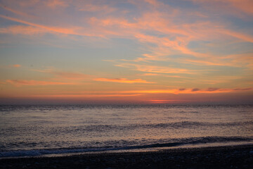 Fototapeta premium beautiful orange sunset by the black sea